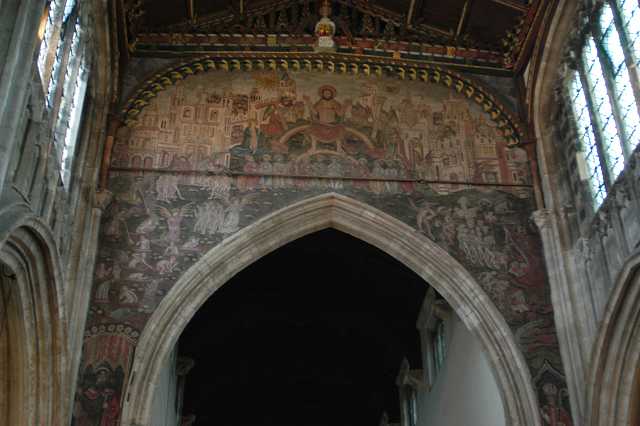 Fresco with<br>Hell on the left<br>Heaven on the right