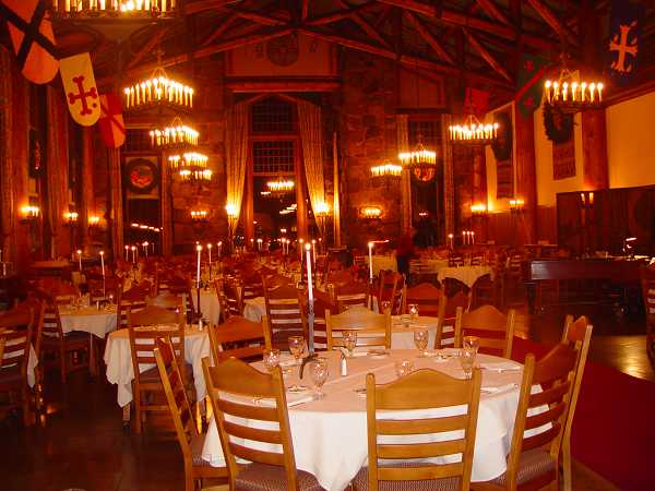 The 
<a href=http://www.yosemitepark.com/html/accom_ahwahnee.html>
Ahwahnee Dining Room</a>